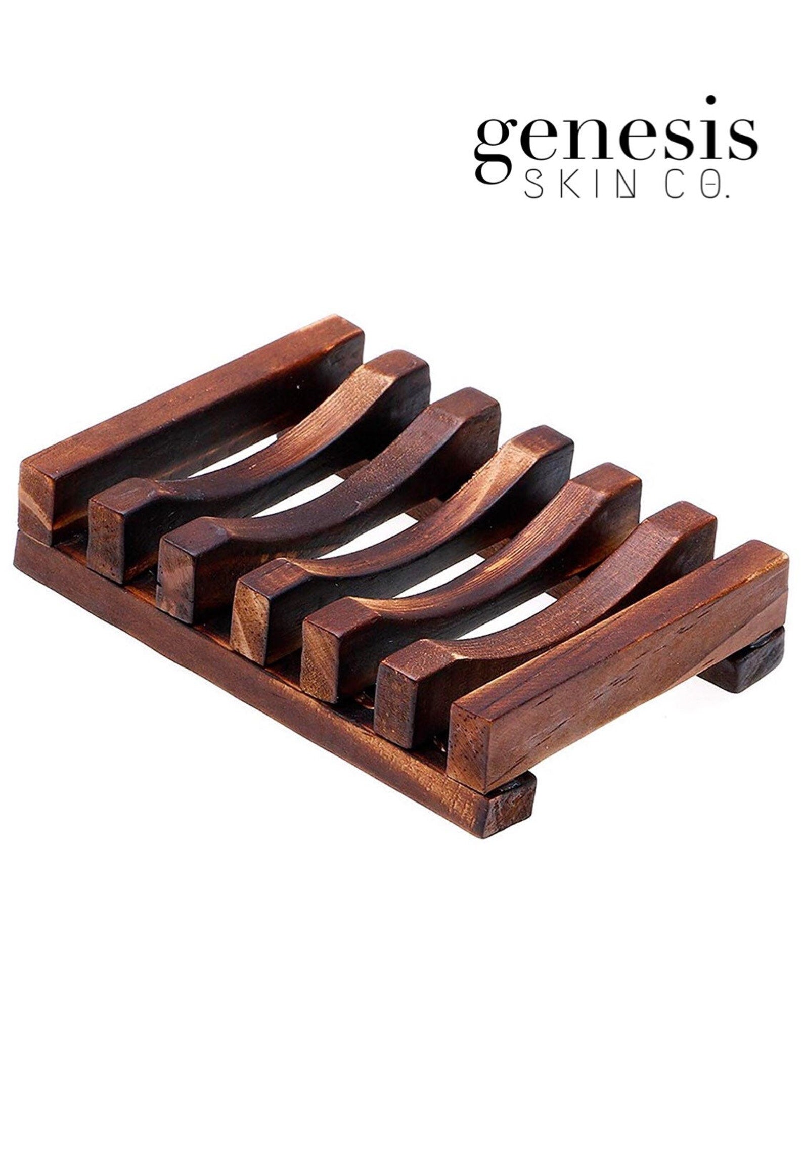 Bamboo Soap Dish Draining Runged Shape Eco Friendly Natural Tray